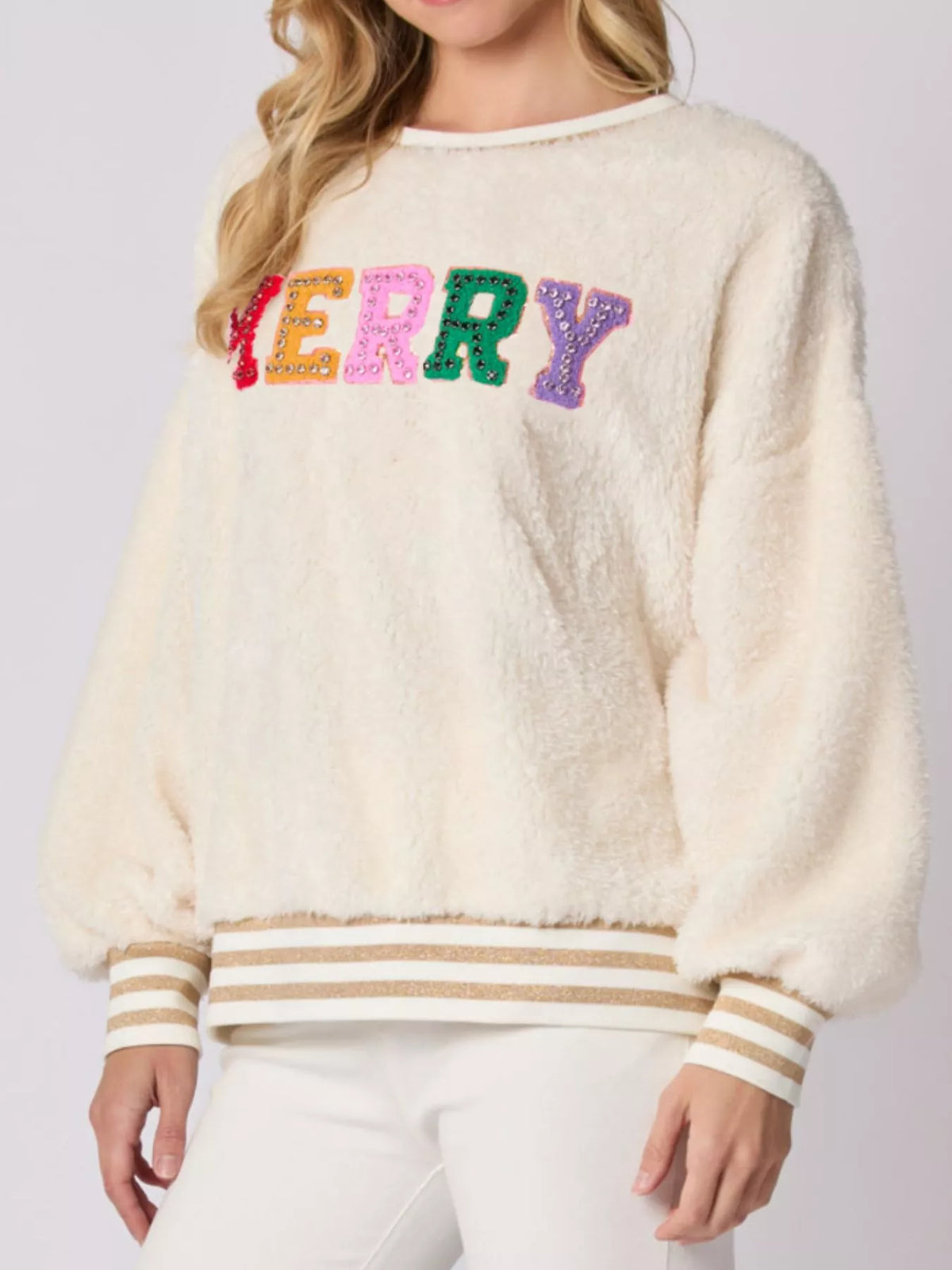 Rhinestone Christmas Sweatshirt - Iced Out Holiday Pullover