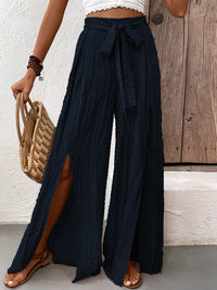 Tied Slit Wide Leg Pants Trandify deal