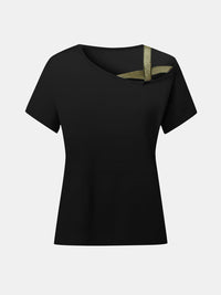 Asymmetrical Neck Short Sleeve T-Shirt Trandify Deal