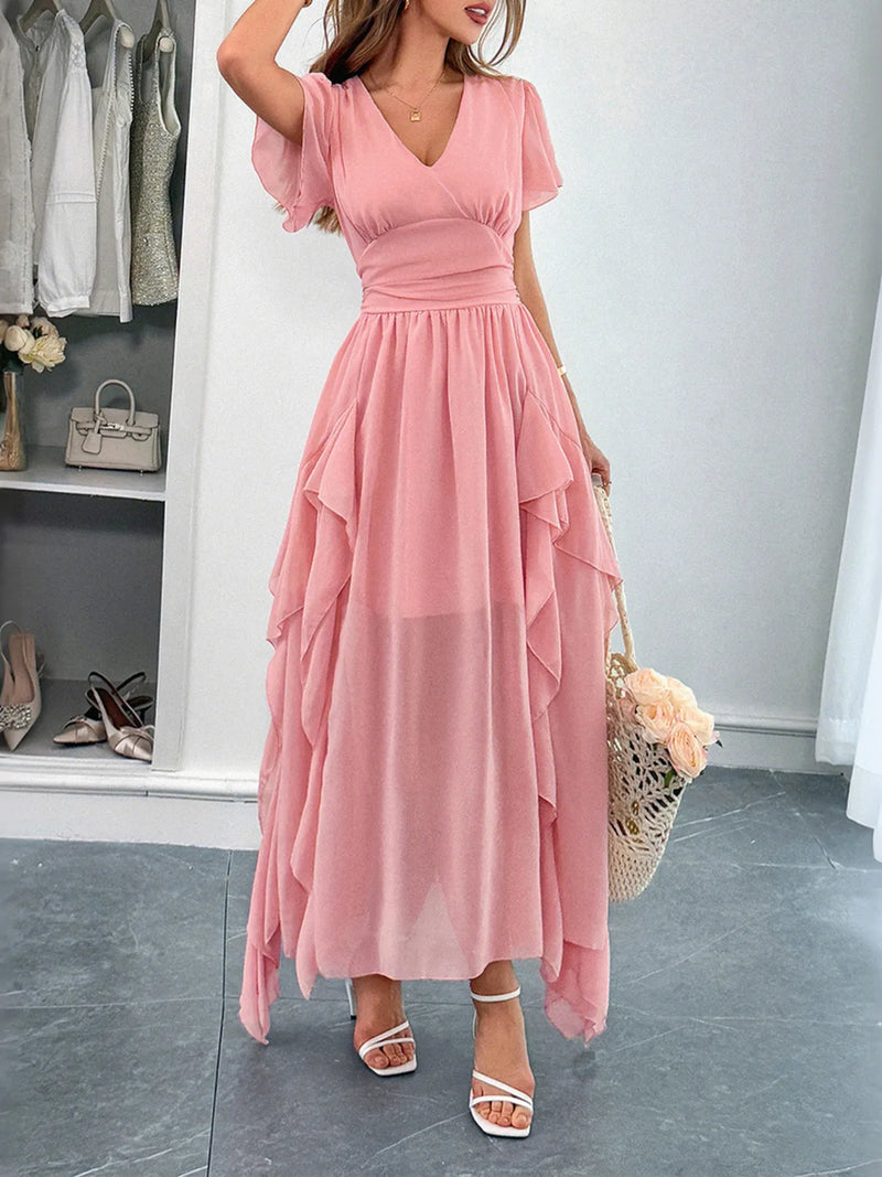 Plus size boho chic flutter sleeve dress for women, trendy fashion outfit