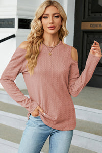 Round Neck Cold Shoulder T-Shirt Trandify deal