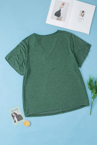 Plus Size V-Neck Petal Sleeve Blouse - Trandify Deal
