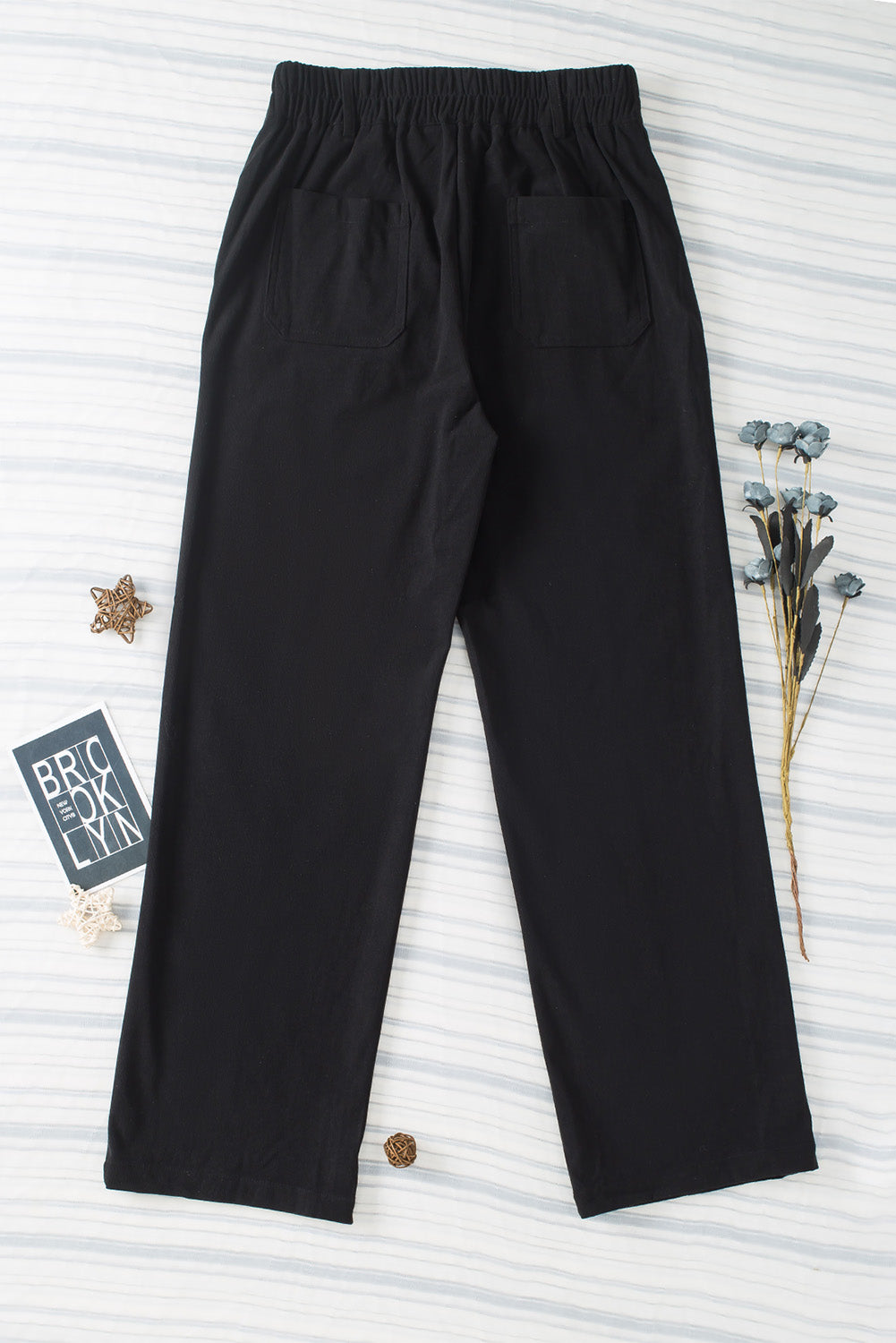 Half Elastic Waist Straight Pants Trandify Deal