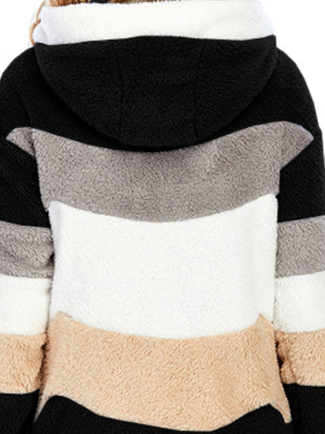 Full Size Drawstring Color Block Zip Up Hooded Outerwear Trandify Deal