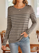 Lovelet Striped Round Neck Long Sleeve T-Shirt Trandify Deal