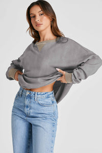 Waffle-Knit Long Sleeve Sweatshirt Trandify Deal