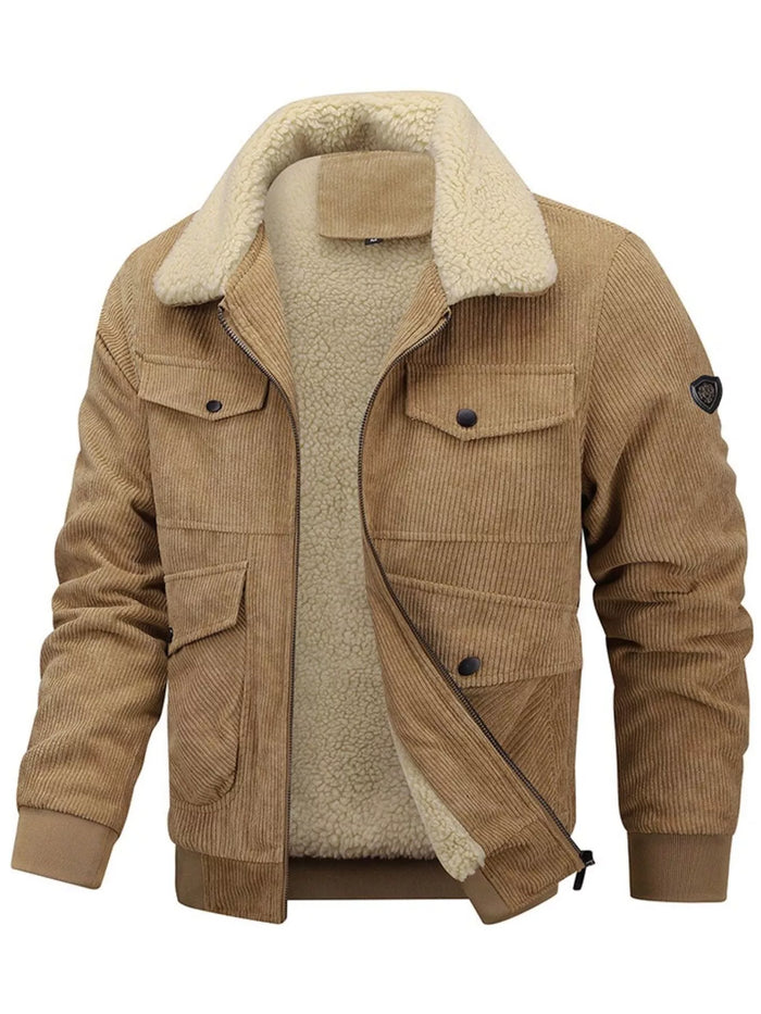 Men's Plus Size Sherpa Lined Corduroy Jacket | Winter Coat
