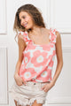 BiBi Floral Waffle Ruffled Tank Trandify deal