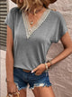 Full Size Lace Detail V-Neck Short Sleeve T-Shirt Trandify deal