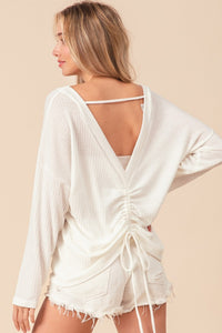 BiBi Waffled Backless Drawstring T-Shirt Trandify deal