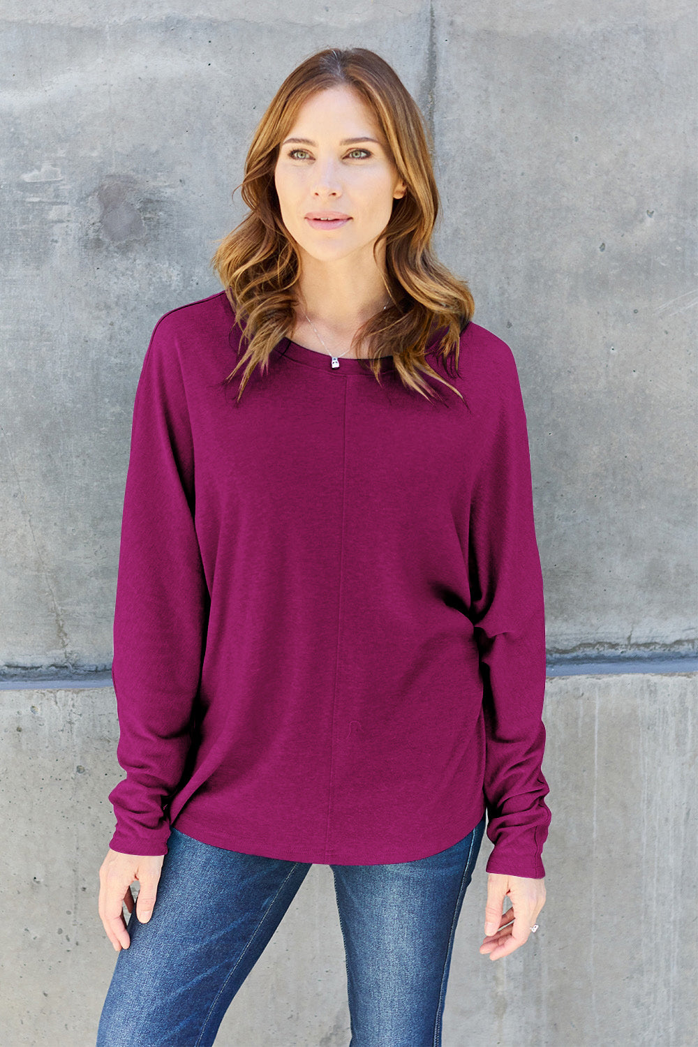 Double Take Full Size Round Neck Long Sleeve T-Shirt Trandify Deal