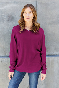 Double Take Full Size Round Neck Long Sleeve T-Shirt Trandify Deal