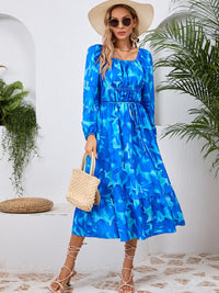 Printed Long Sleeve Midi Dress Trandify Deal