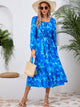 Printed Long Sleeve Midi Dress Trandify Deal