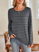 Lovelet Striped Round Neck Long Sleeve T-Shirt Trandify Deal