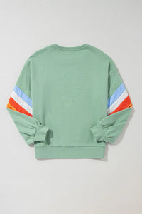 Contrast Round Neck Long Sleeve Sweatshirt Trandify Deal