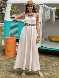 Waffle-Knit Tied Spaghetti Strap Dress Trandify Deal