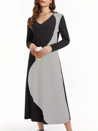 Contrast Long Sleeve Midi Dress Trandify deal