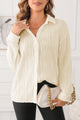Textured Collared Neck Long Sleeve Shirt Trandify Deal