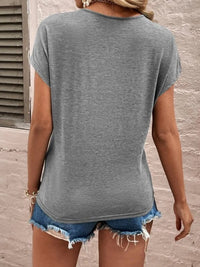 Full Size Lace Detail V-Neck Short Sleeve T-Shirt Trandify deal