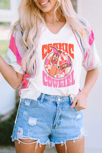 Graphic V-Neck Half Sleeve T-Shirt - Trandify Deal
