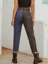 Comfortable Mid-Rise Two-Tone Jeans for Women