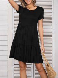 Round Neck Short Sleeve Mini Tee Dress Trandify deal