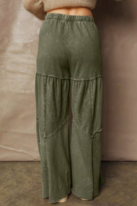 Women's Cotton Tiered Wide Leg Pants with Drawstring