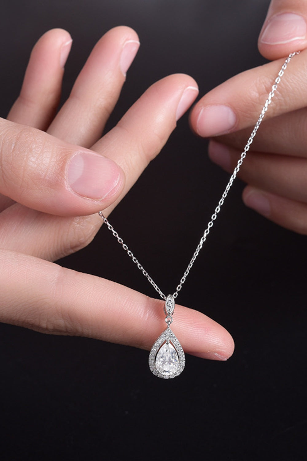 1.5 Carat Moissanite 925 Sterling Silver Teardrop Necklace Trandify deal