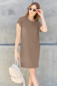 Basic Bae Full Size Round Neck Short Sleeve Dress with Pockets Trandify deal
