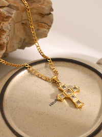Stainless Steel Zircon Cross Pendant Necklace Trandify Deal