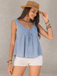 Textured Tied V-Neck Tank Trandify Deal