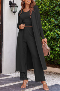 Drawstring Tank, Long Sleeve Cover Up and Pants Set Trandify Deal