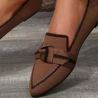 Bow Contrast Trim Point Toe Loafers - Trandify Deal