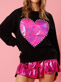 Pearl Trim Round Neck Sweatshirt Trandify deal