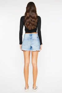Kancan High Waist Frayed Denim Shorts Trandify deal