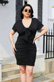 Plus Size Ruched Tied Short Sleeve Mini Dress Trandify deal