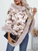 Furry Contrast Three-Quarter Poncho from TrandifyDeal – Stylish Winter Wear for Women