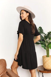 V-Neck Flounce Sleeve Tiered Dress Trandify deal