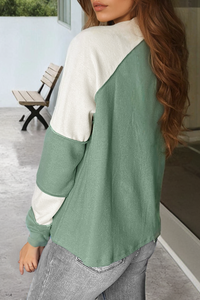 Color Block Round Neck Raglan Sleeve Top Trandify Deal