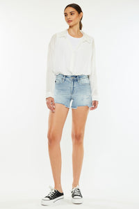 Kancan High Rise Side Slit Denim Shorts Trandify deal