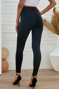 Double Take Wide Waistband Distressed Slim Fit Leggings Trandify deal