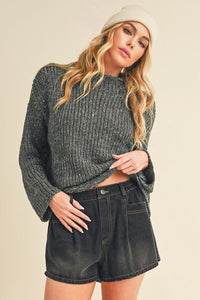 womens mock neck ribbed long sleeve sweater slim fit top