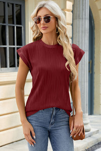 Round Neck Cap Sleeve T-Shirt Trandify deal