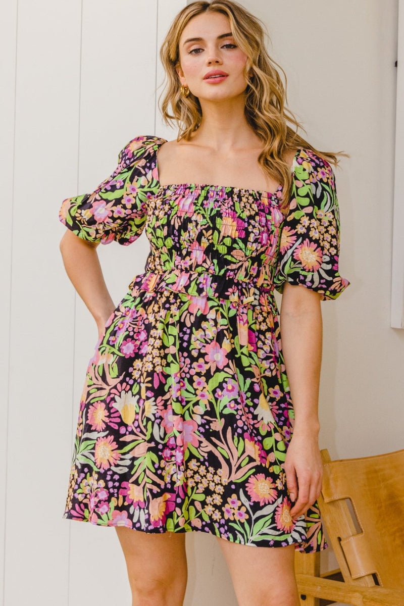 ODDI Full Size Floral Tie-Back Mini Dress Trandify deal