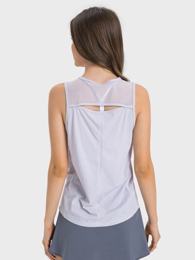 Women’s Cutout Back Active Tank Top – Cropped Yoga Tee for Workouts