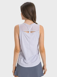 Women’s Cutout Back Active Tank Top – Cropped Yoga Tee for Workouts