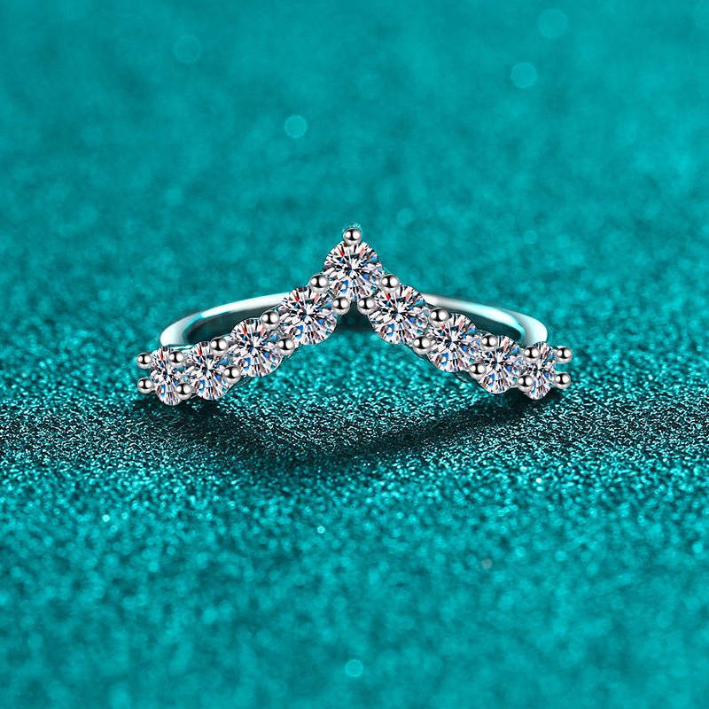 925 Sterling Silver Moissanite V Shape Ring Trandify Deal