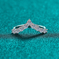 925 Sterling Silver Moissanite V Shape Ring Trandify Deal