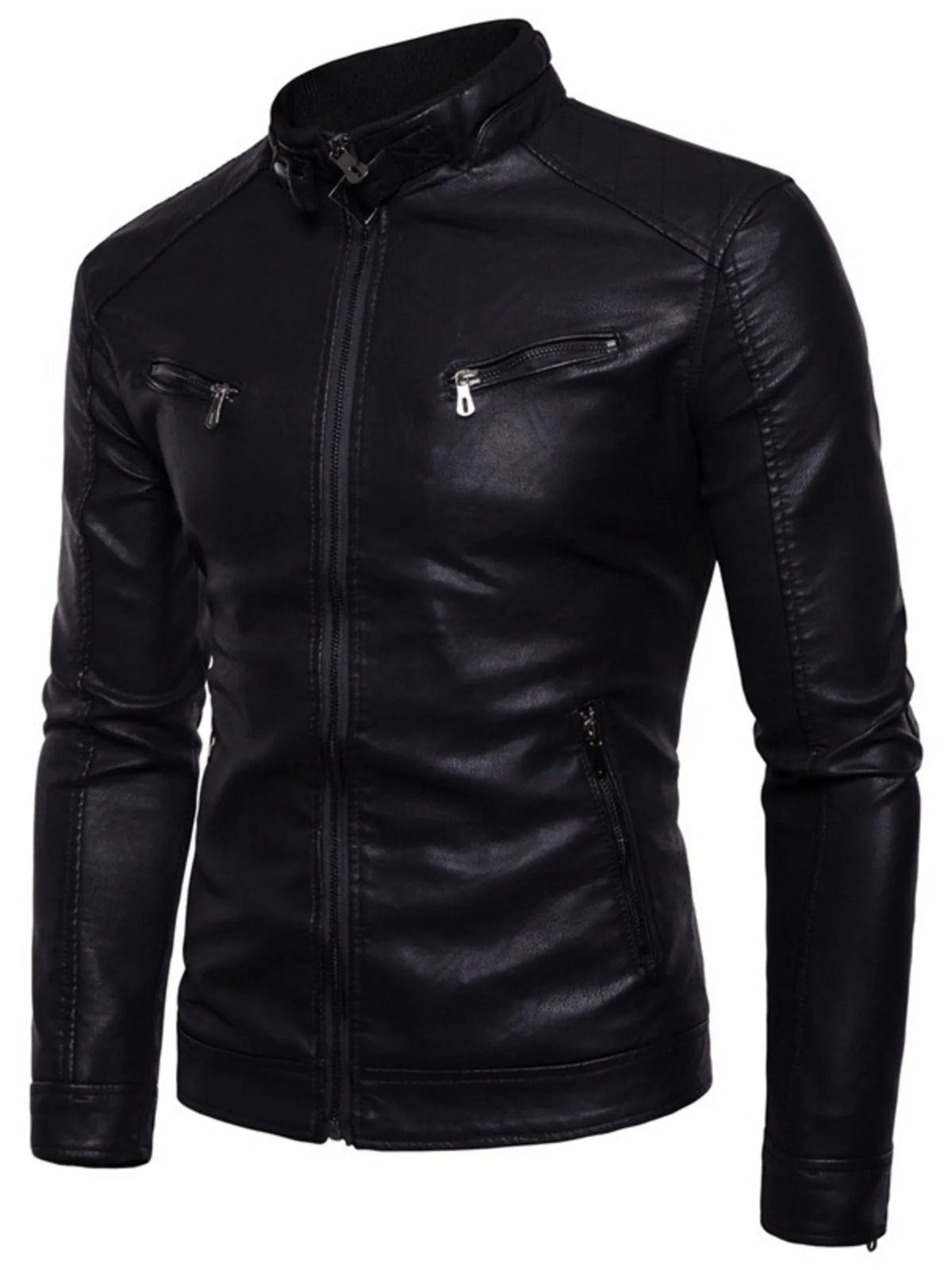 Men's Plus Size Motorcycle Leather Jacket - Casual Biker Jacket
